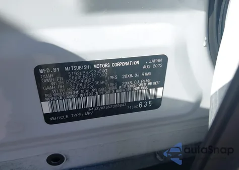 2022 Mitsubishi Outlander Sel 2.5 2Wd/Sel Special Edition 2Wd from USA, damaged, VIN JA4J3VA86NZ089843